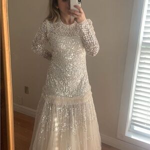 Needle & Thread Cream Long Sleeve Bridal Gown